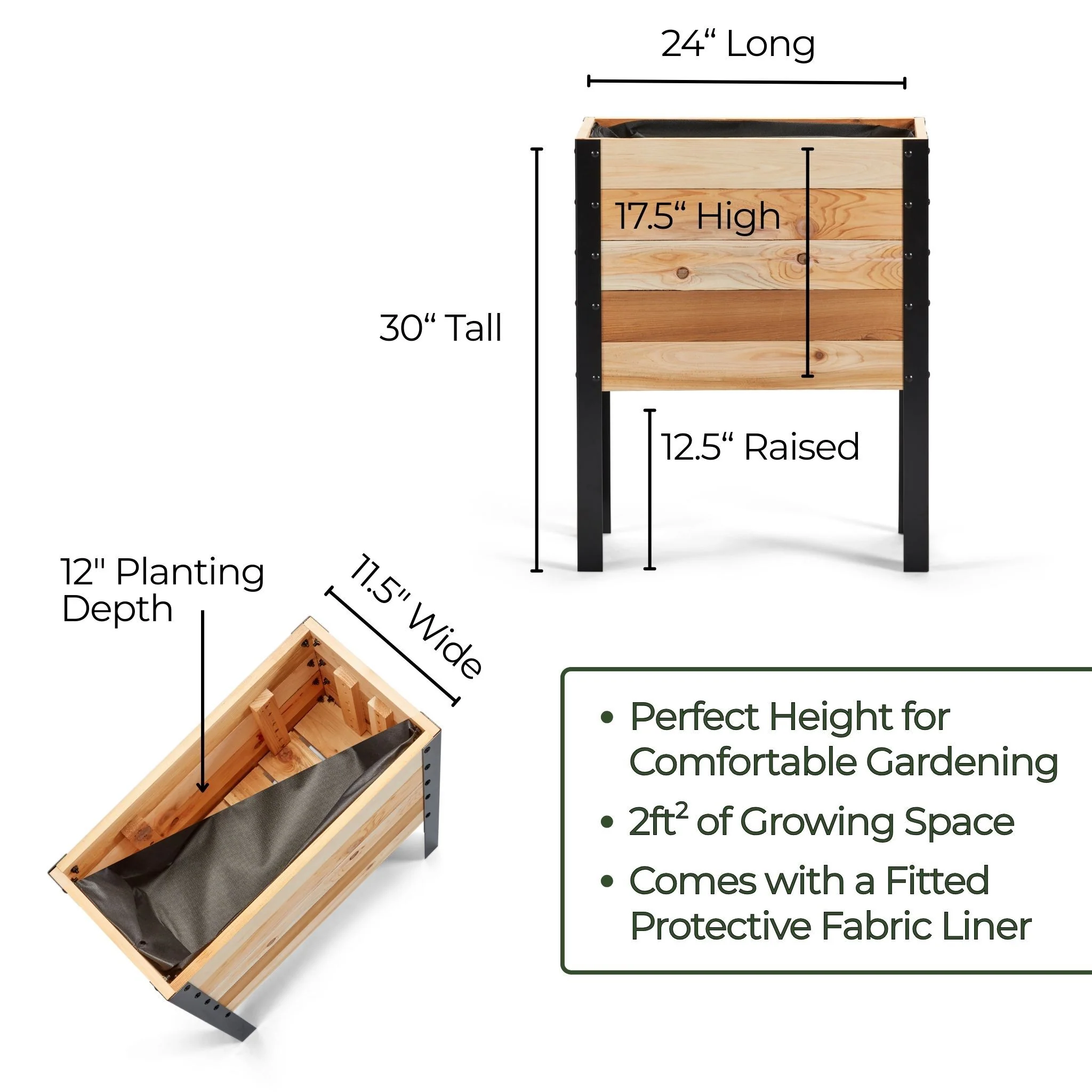 11.5" x 24" Raised Garden Bed - 30" TALL / Garden Grade - Image 6