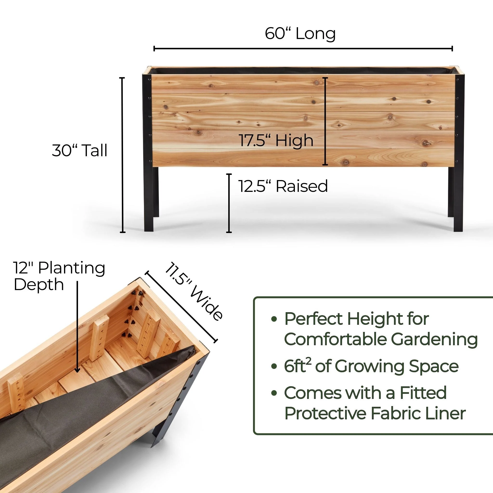 11.5" x 60" Raised Garden Bed - 30" TALL / Select Grade - Image 6